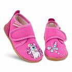GIESSWEIN | pantofole in cotone per bambina modello Steinbach con motivo a farfalla fuxia