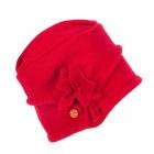 MAYSER | Cappello da donna Chelsea con applicazione floreale realizzato in 100% lana vergine rosso scuro