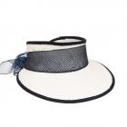 Visiera di paglia da donna con nastro azzurro sul retro per regolare bianco