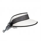 Strohschild Damen mit schwarzem Band bianco