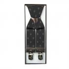 Bretelle elastiche motivo rombi con top clip nero