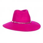 FASHION | Cappello fedora da donna a tesa larga con borchie piramidali fuxia