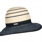 SEEBERGER | Cappello estivo da donna in tessuto e carta paglia intrecciata blu scuro
