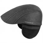 STETSON | Berretto piatto da uomo con paraorecchie nero