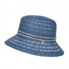 FASHION | Cappello cloche da donna in carta intrecciata con lurex e catena di strass blu