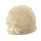 SEEBERGER | Berretto da donna in lana cotta con piccoli pompon beige