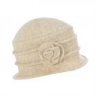 SEEBERGER | Cloche in lana cotta con fiorellino beige