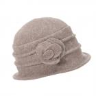 SEEBERGER | Cloche in lana cotta con fiorellino marrone chiaro