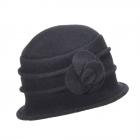SEEBERGER | Cloche in lana cotta con fiorellino nero