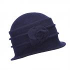 SEEBERGER | Cloche in lana cotta con fiorellino blu