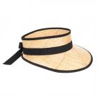 HUTTER | Visiera parasole in paglia naturale con fascia decorativa nera nero