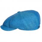 STETSON | Berretto piatto da uomo in 100% lino con elegante motivo a spina di pesce blu