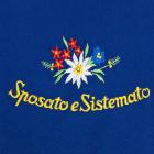 Grembiule blu con motivo: Sposato e sistemato blu