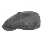 STETSON | Berretto piatto da uomo in 100% seta decorato con motivo a spina di pesce antracite