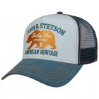 STETSON | Trucker Cap Berretto con visiera con motivo orso composto da 6 pannelli celeste