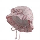 STERNTALER | Cappello da bambina stampato a fiorellini con falda, laccetto e fiocco rosa
