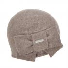 SEEBERGER | Cappello da donna in lana con rifinitura a fiocco 100% lana vergine marrone chiaro