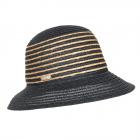 SEEBERGER | Cappello a campana da donna in misto paglia naturale nero