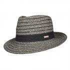 SEEBERGER | Cappello estivo Fedora in misto viscosa a treccia bogart nero