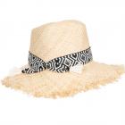 SEEBERGER | Fedora da donna in rafia dal design moderno con nastro etnico naturale