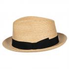 HUTTER | Cappello trilby premium in rafia con fascia nera naturale