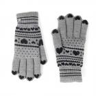 FASHION | Guanto da donna in filato peloso con stelle e cuori di neve jacquard grigio