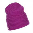 SEEBERGER | Cappello da donna in cashmere lavorato a maglia con struttura a coste e risvolto viola 1
