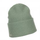 SEEBERGER | Cappello da donna in cashmere lavorato a maglia con struttura a coste e risvolto verde