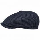 STETSON | Berretto piatto a righe tinta unita in pura lana blu