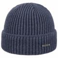 STETSON | cappello a maglia in lana merino con risvolto blu medio
