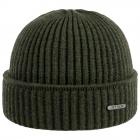 STETSON | cappello a maglia in lana merino con risvolto verde oliva.