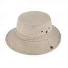 HUTTER | Stoffhut Baumwolle uni mit Druckknopf und Kinnband beige