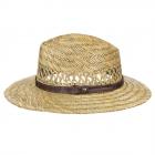 Cappello in paglia naturale traforata con fascia naturale