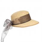 HUTTER | Cappello di paglia da donna a tesa larga e fascia marrone naturale