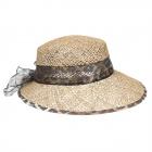 HUTTER | Cappello di paglia da donna a tesa larga e fascia con stampa animalier naturale