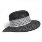 HUTTER | Cappello di paglia da donna a tesa larga in nero classico nero
