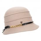 FASHION | Cappello a cloche da donna in feltro con catena beige