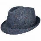 STETSON | Trilby in 100% seta con motivo a spina di pesce screziato blu