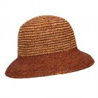 SEEBERGER | raffia crochet cloche with stripes  marrone
