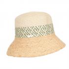 SEEBERGER | paperbraid bucket hat with raffia brim verde