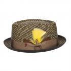 ALFONSO D'ESTE | Cappello Pork Pie di lino per uomo verde oliva.