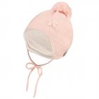 STERNTALER | Cappello da bambina con orecchie a sventola, nastro da annodare e fiore 3D rosa