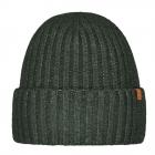 BARTS | Cappello da uomo in maglia con risvolto e fascia in pile verde oliva.