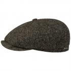 STETSON | Berretto piatto da uomo a 8 pezzi in 100% lana verde oliva.
