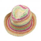 MAXIMO | Cappello trilby da bambina in paglia a righe colorate Fatto a mano colorato