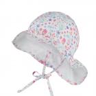 STERNTALER | Cappello da sole da bambina in cotone floreale con protezione del collo UV50+ bianco
