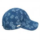 SEEBERGER | Damen Cap aus Jeansstoff mit Blumen Design blu