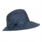 SEEBERGER | Treccia di carta per cloche da donna con fiocco decorativo blu scuro