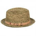 ALFONSO D�ESTE | Cappello all�uncinetto in rafia verde oliva.