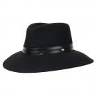 FASHION | Cappello da donna Fedora con doppio nastro, 100% lana nero